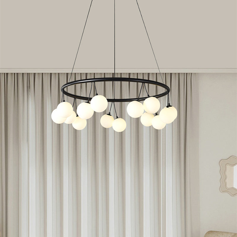 Nordic Iron Glass Ring Linear Globe Chandelier