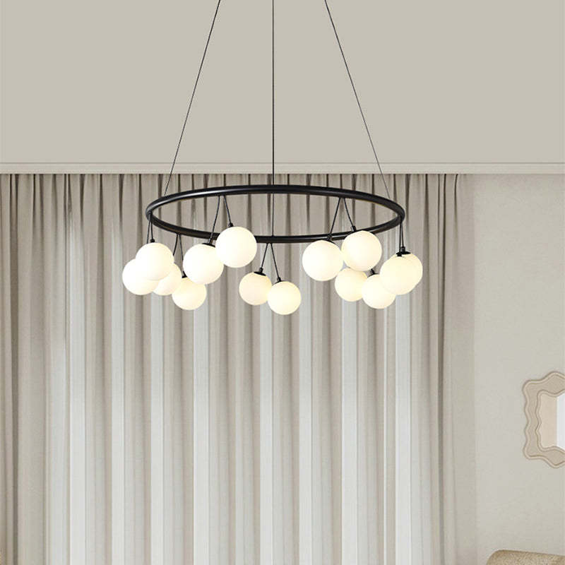 Nordic Iron Glass Ring Linear Globe Chandelier