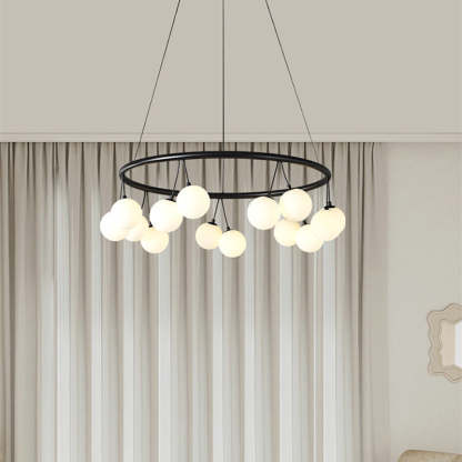 Nordic Iron Glass Ring Linear Globe Chandelier