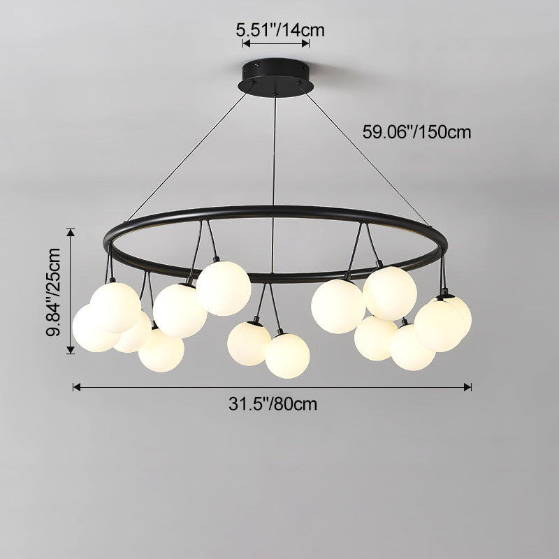Nordic Iron Glass Ring Linear Globe Chandelier