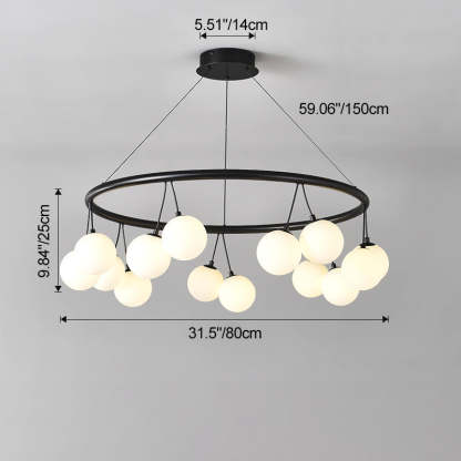 Nordic Iron Glass Ring Linear Globe Chandelier