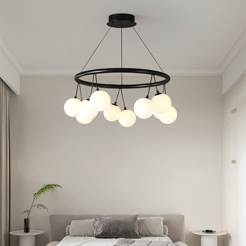 Nordic Iron Glass Ring Linear Globe Chandelier