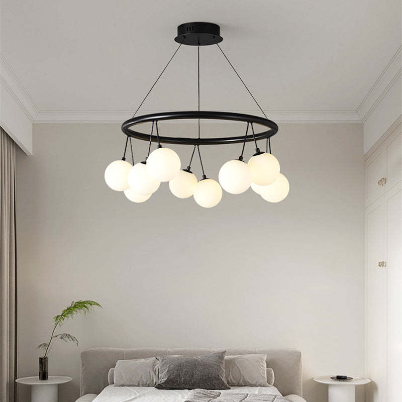 Nordic Iron Glass Ring Linear Globe Chandelier