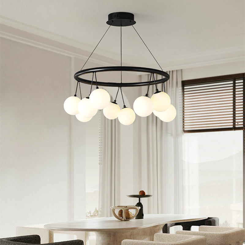 Nordic Iron Glass Ring Linear Globe Chandelier