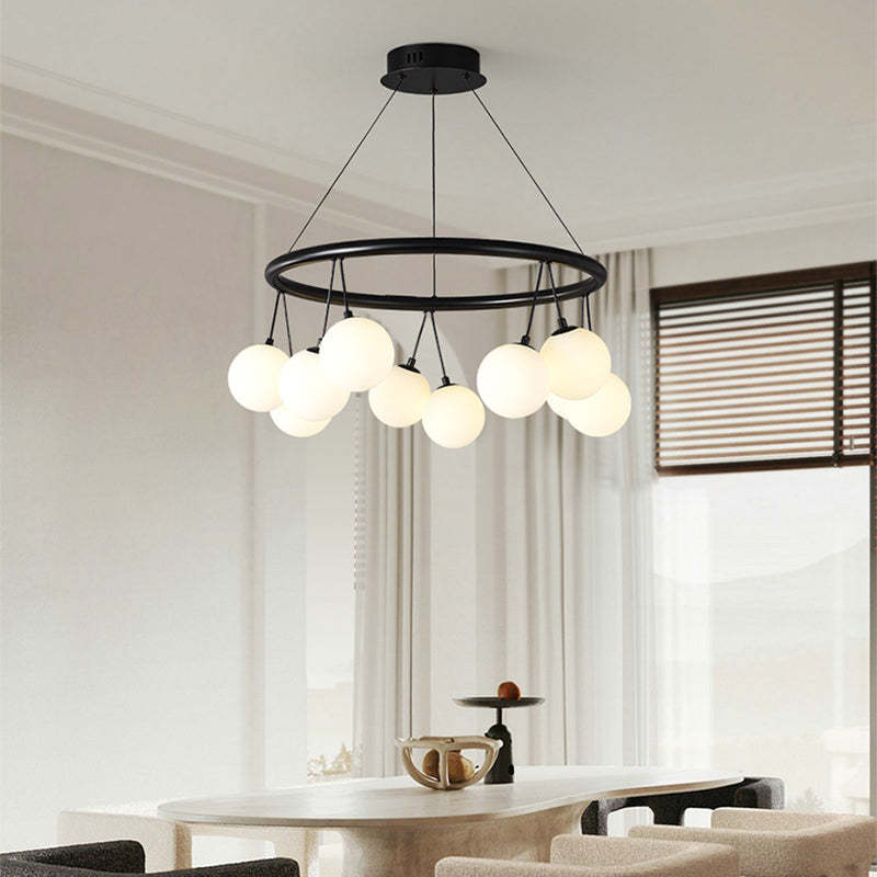 Nordic Iron Glass Ring Linear Globe Chandelier