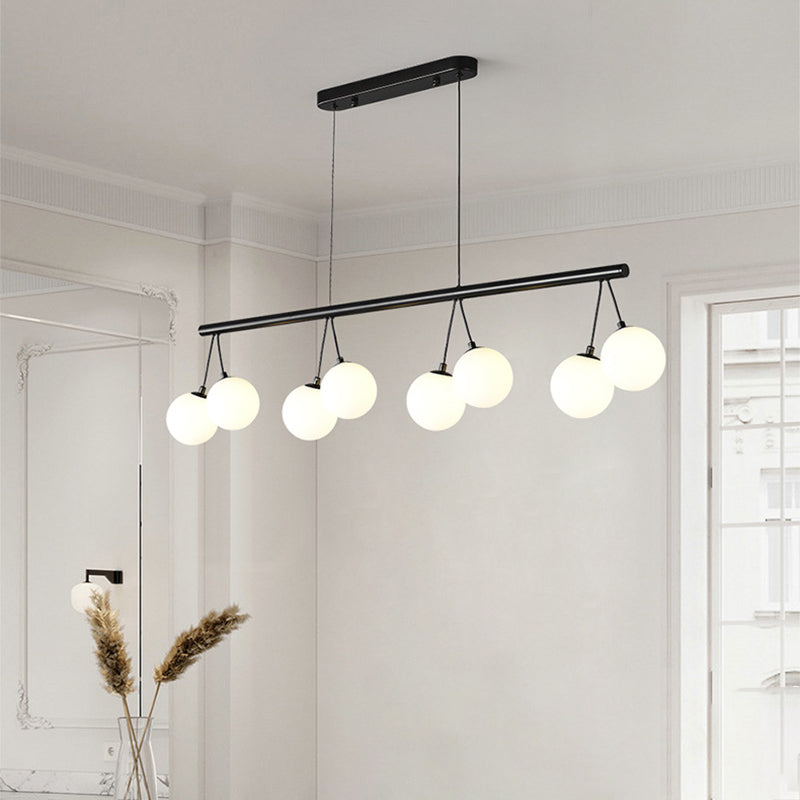 Nordic Iron Glass Ring Linear Globe Chandelier