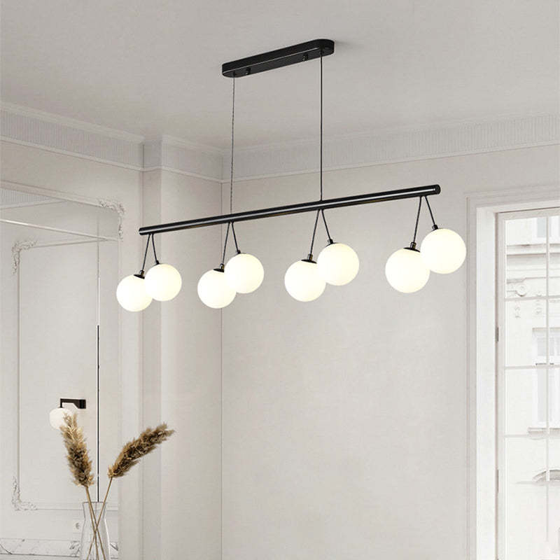 Nordic Iron Glass Ring Linear Globe Chandelier