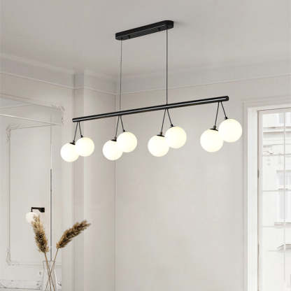 Nordic Iron Glass Ring Linear Globe Chandelier