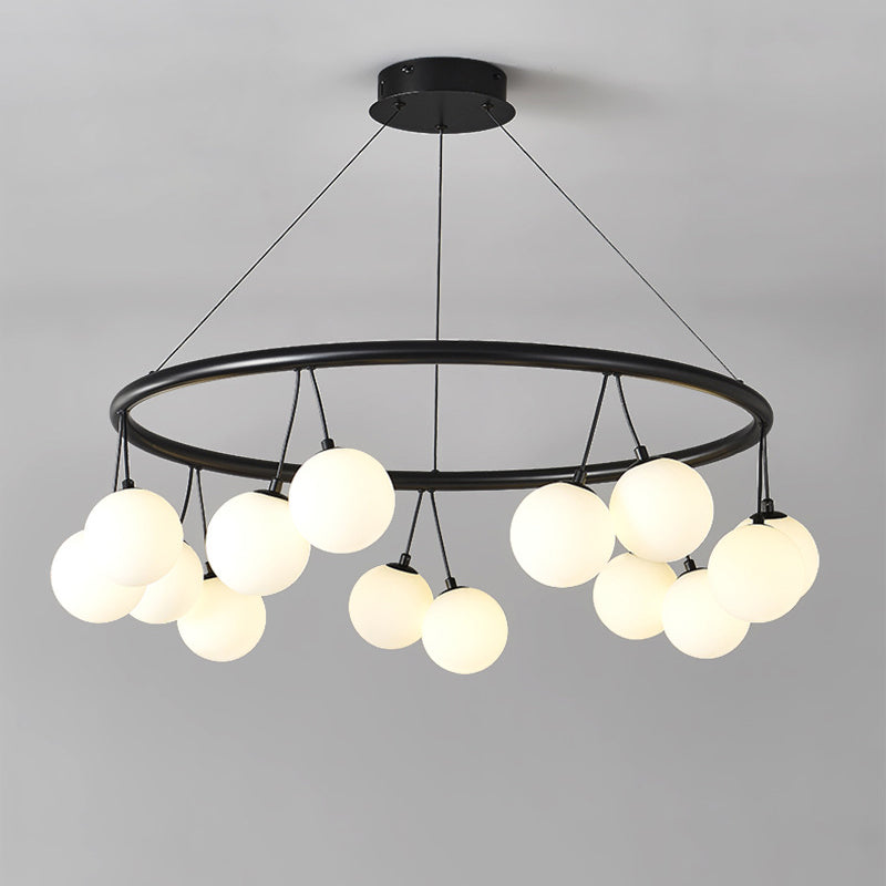 Nordic Iron Glass Ring Linear Globe Chandelier