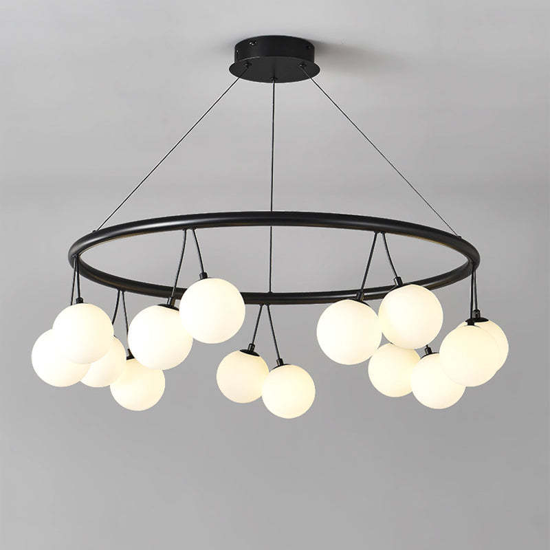 Nordic Iron Glass Ring Linear Globe Chandelier