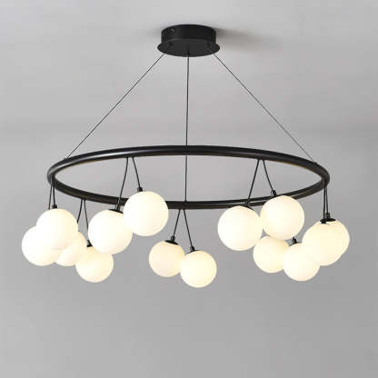 Nordic Iron Glass Ring Linear Globe Chandelier