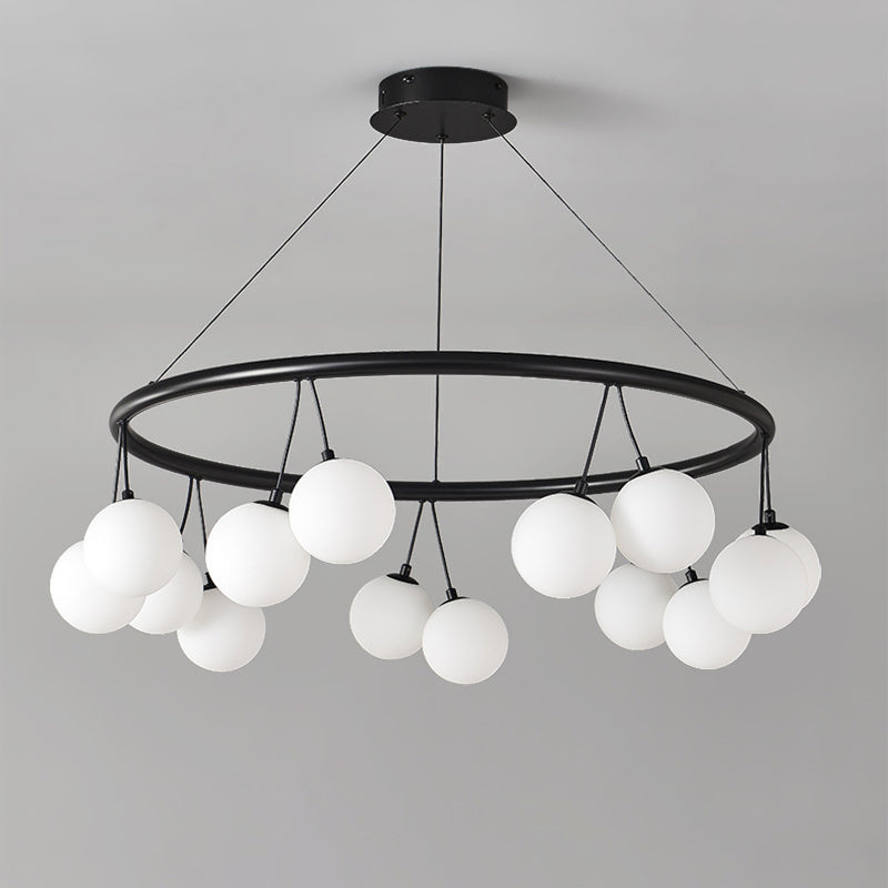 Nordic Iron Glass Ring Linear Globe Chandelier