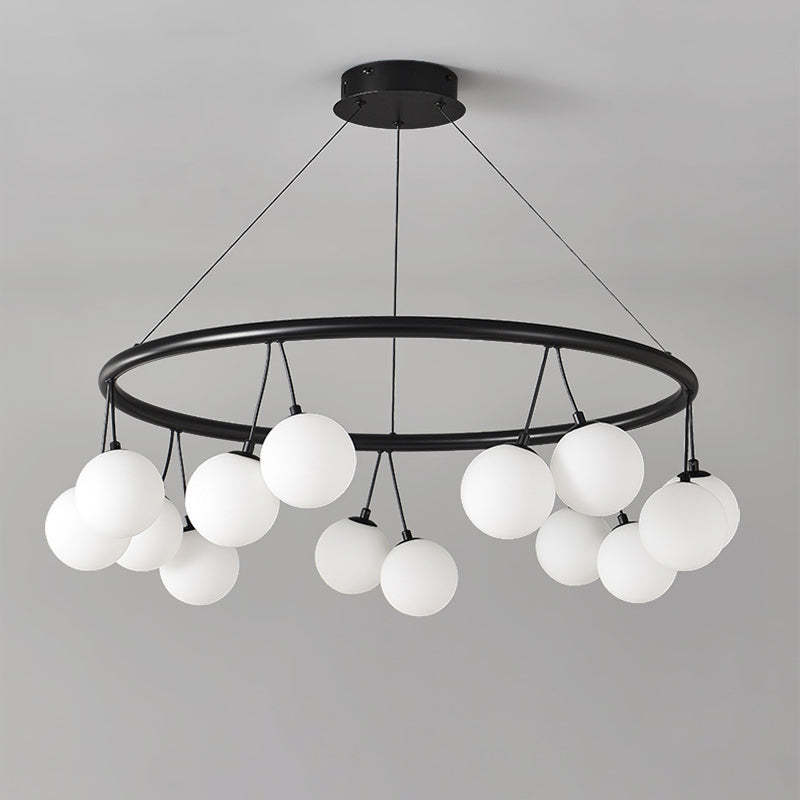 Nordic Iron Glass Ring Linear Globe Chandelier