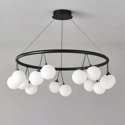 Nordic Iron Glass Ring Linear Globe Chandelier