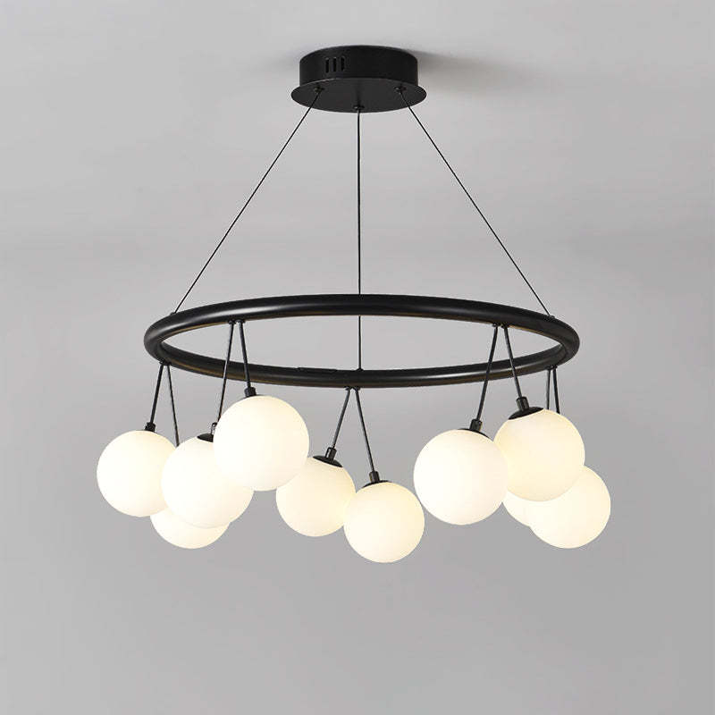 Nordic Iron Glass Ring Linear Globe Chandelier