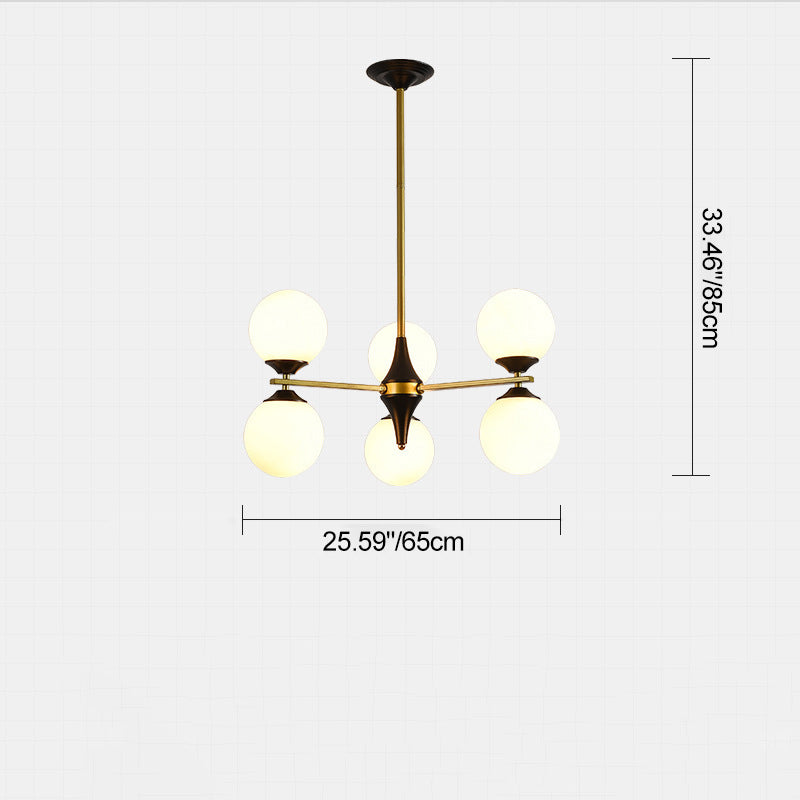 Nordic Iron Glass Round Chandelier - 6L