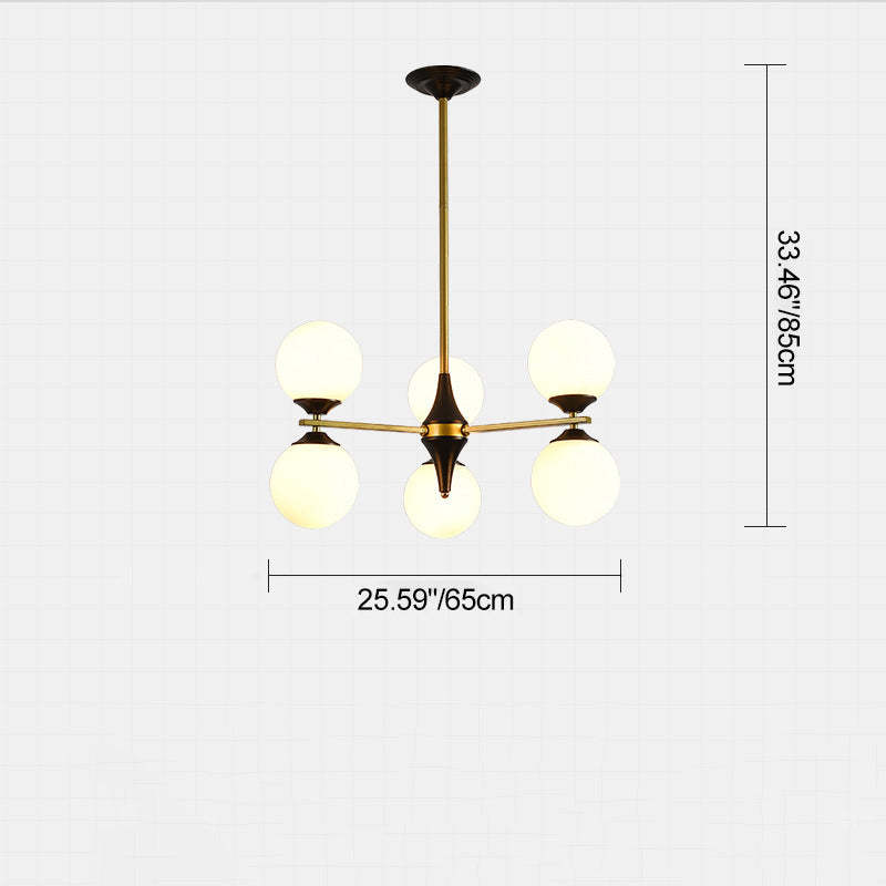 Nordic Iron Glass Round Chandelier - 6L