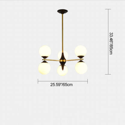 Nordic Iron Glass Round Chandelier - 6L