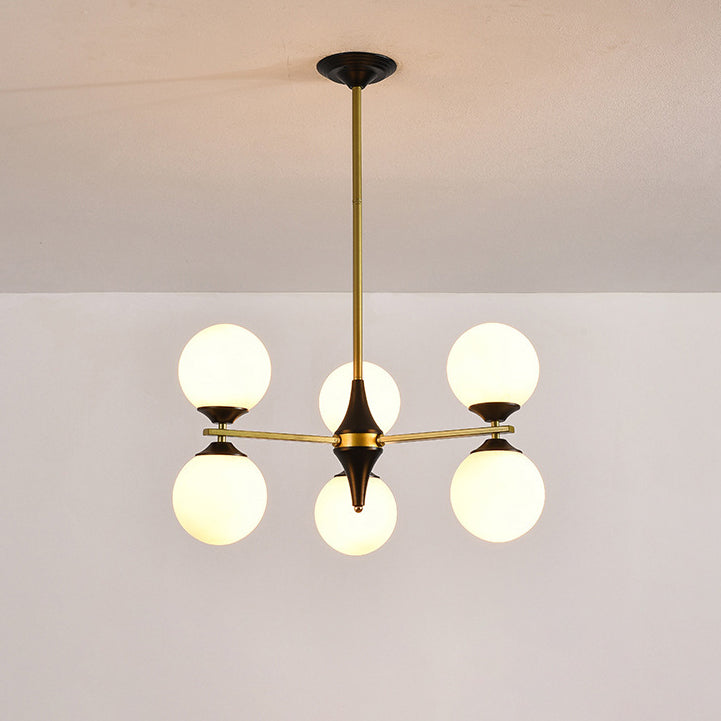 Nordic Iron Glass Round Chandelier - 6L