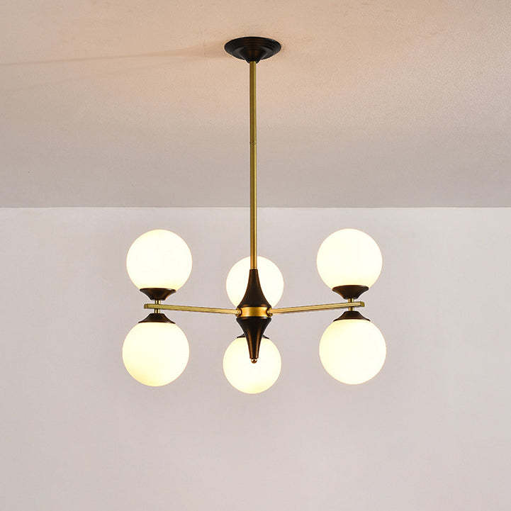 Nordic Iron Glass Round Chandelier - 6L