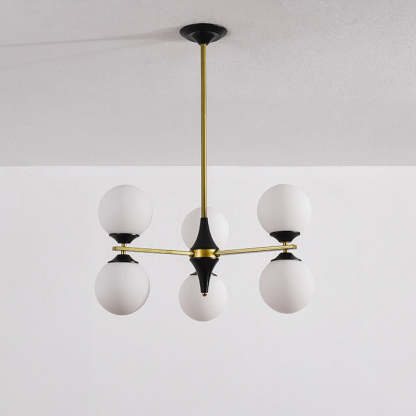 Nordic Iron Glass Round Chandelier - 6L