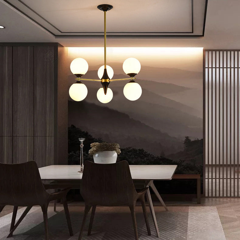 Nordic Iron Glass Round Chandelier - 6L