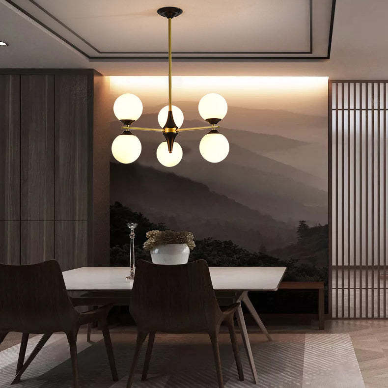 Nordic Iron Glass Round Chandelier - 6L