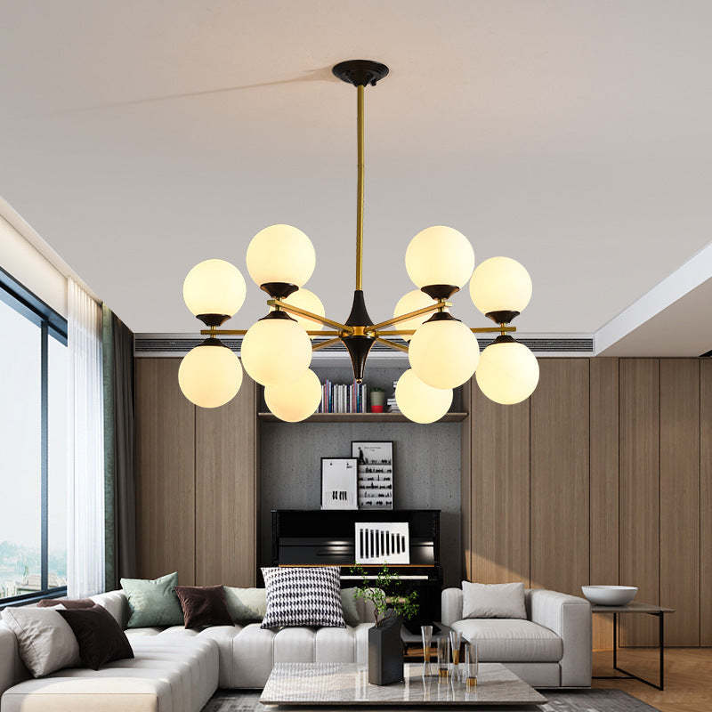 Nordic Iron Glass Round Chandelier - 6L