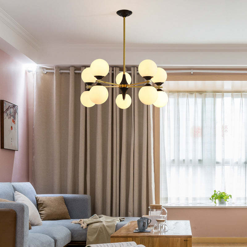 Nordic Iron Glass Round Chandelier - 6L