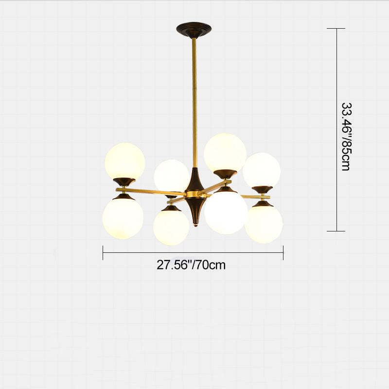 Nordic Iron Glass Round Chandelier - 6L