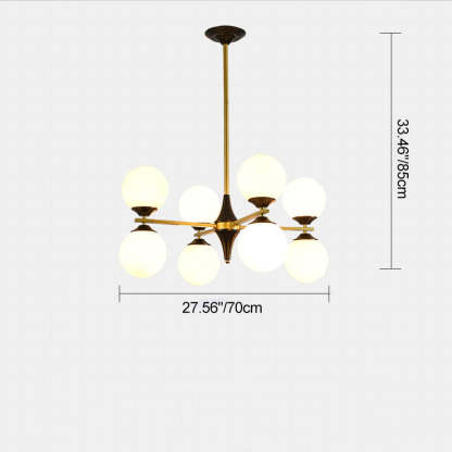 Nordic Iron Glass Round Chandelier - 6L