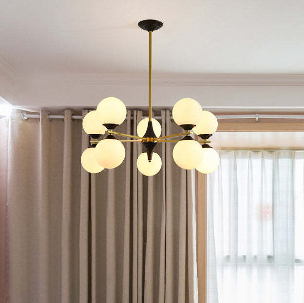 Nordic Iron Glass Round Chandelier - 6L