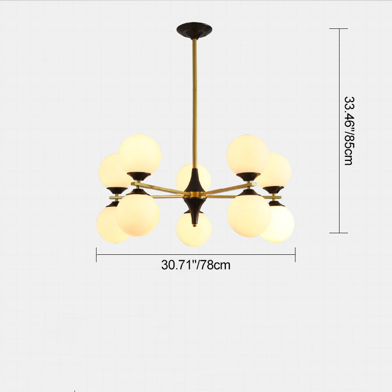 Nordic Iron Glass Round Chandelier - 6L