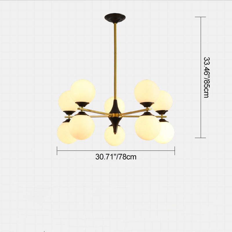 Nordic Iron Glass Round Chandelier - 6L