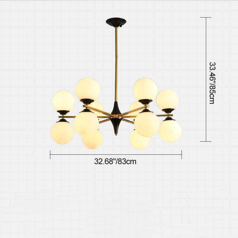 Nordic Iron Glass Round Chandelier - 6L