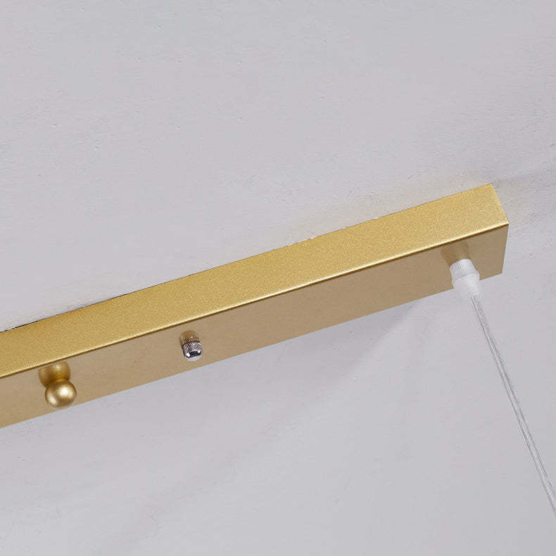 Nordic Iron Acrylic Curved Linear Globe Island Chandelier — Gold / Cognac Color / 220V-240V For UK/AU