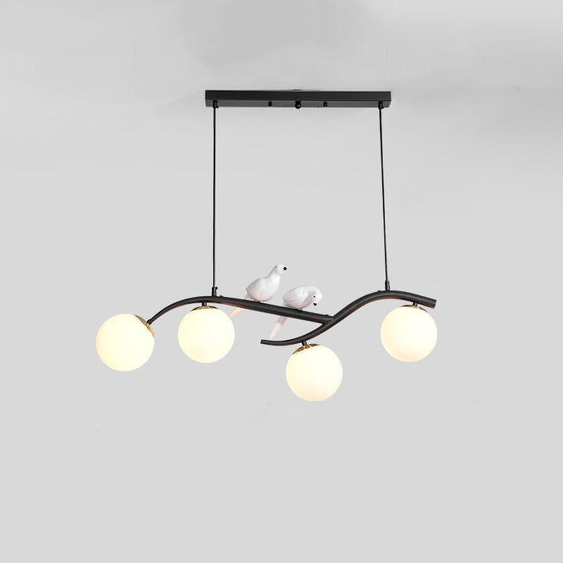 Nordic Iron Acrylic Curved Linear Globe Island Chandelier — Gold / Smoky Gray / 220V-240V For UK/AU