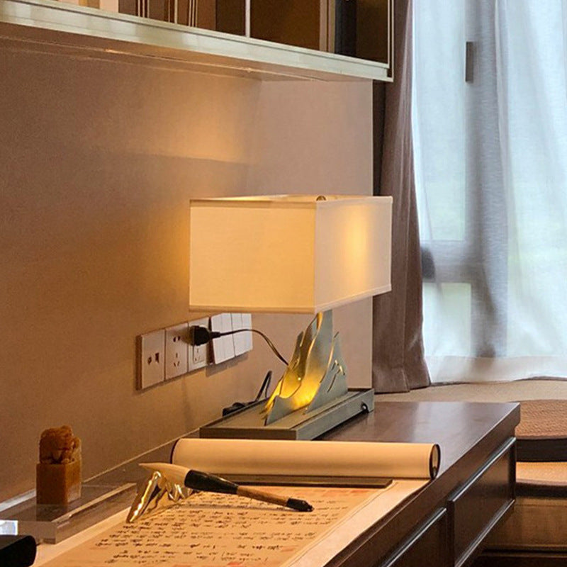 Art Deco Metal Fabric Rectangular Lamp