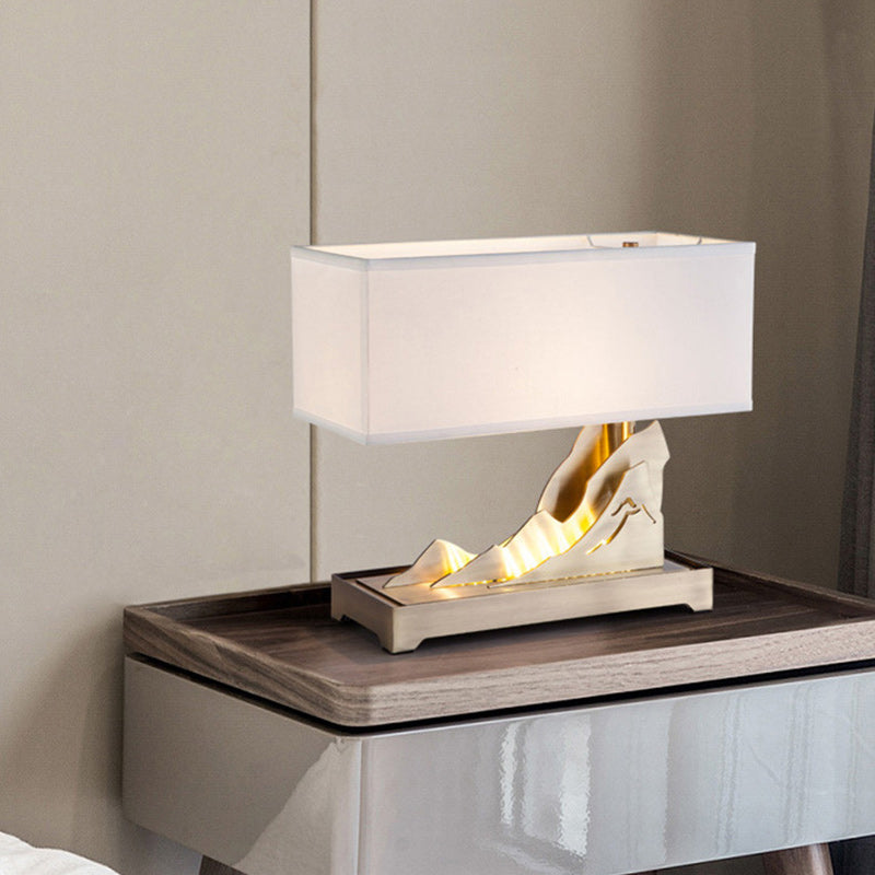 Art Deco Metal Fabric Rectangular Lamp — 110V-120V For US/CA