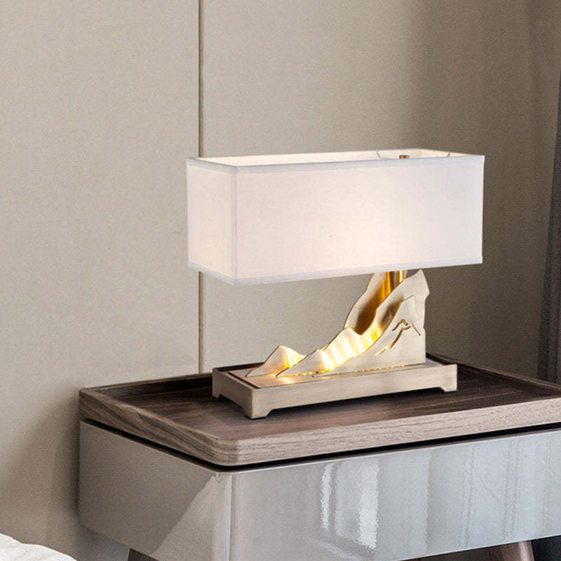 Art Deco Metal Fabric Rectangular Lamp — 110V-120V For US/CA