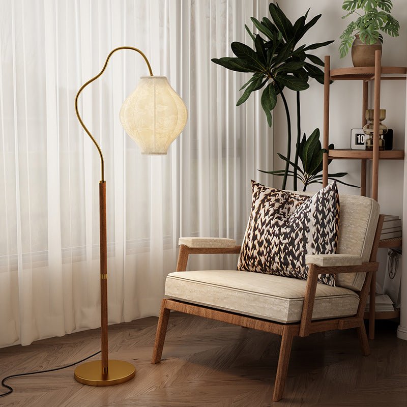French Metal Fabric Oval Floor Lamp