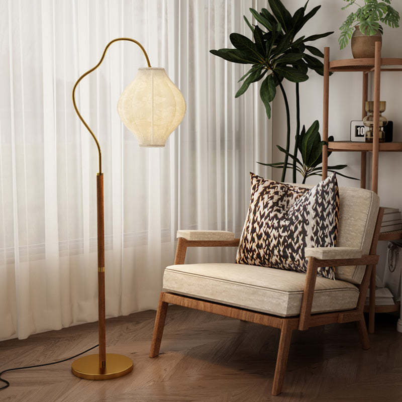 French Metal Fabric Oval Floor Lamp