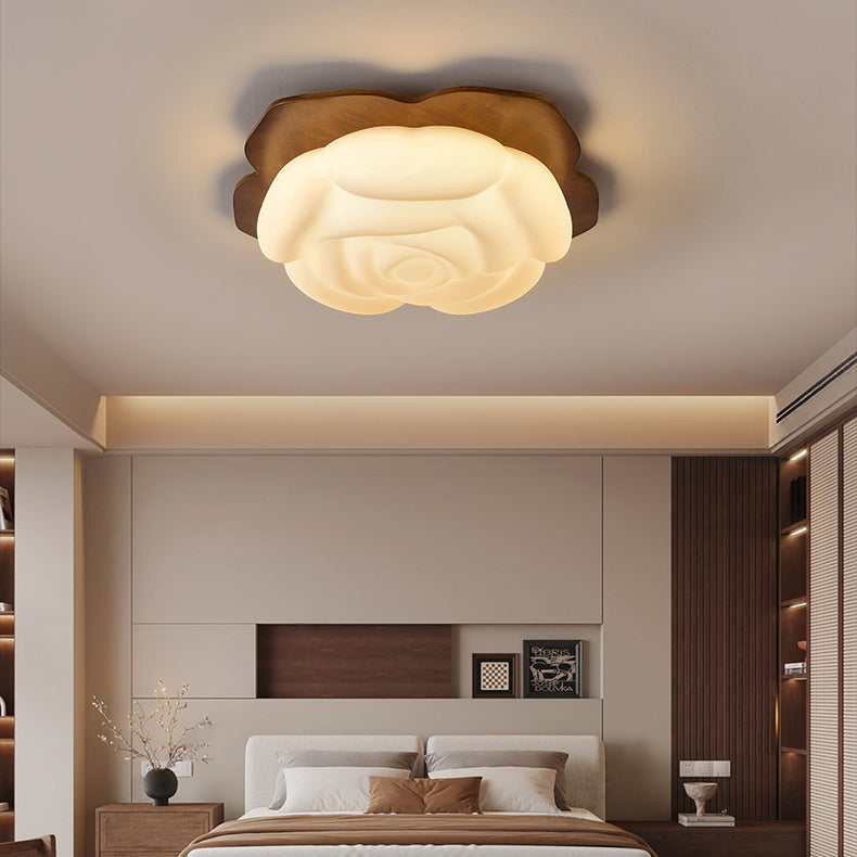Contemporary Wood Flush Mount Light