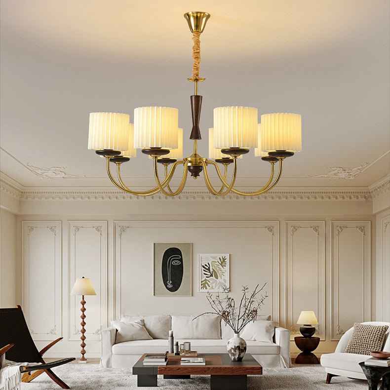 Traditional cylinder branch wood iron chandeliers — 6-Light / 220V-240V (UK/AU