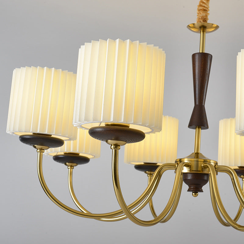 Traditional branch cylinder wood iron fabric wood chandeliers, Lighom