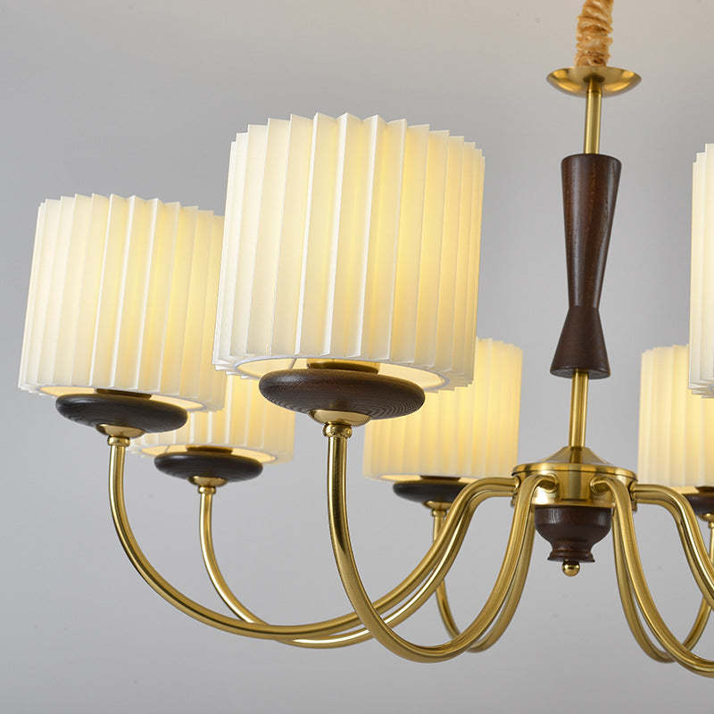 Traditional branch cylinder wood iron fabric wood chandeliers, Lighom
