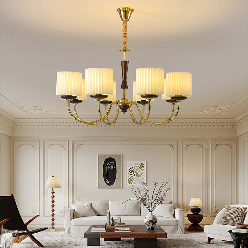 Traditional cylinder branch wood iron chandeliers — 6-Light / 220V-240V (UK/AU