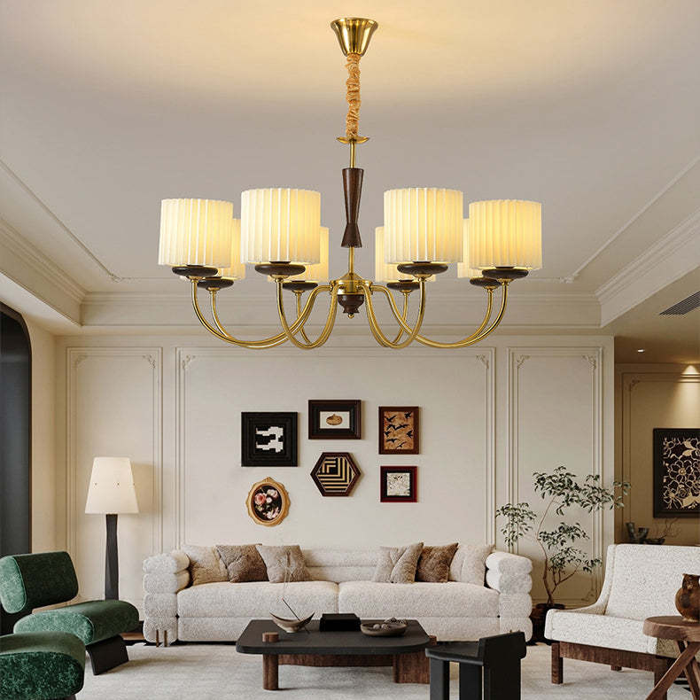 Traditional cylinder branch wood chandeliers — 8-Light / 110V-120V (US/CA