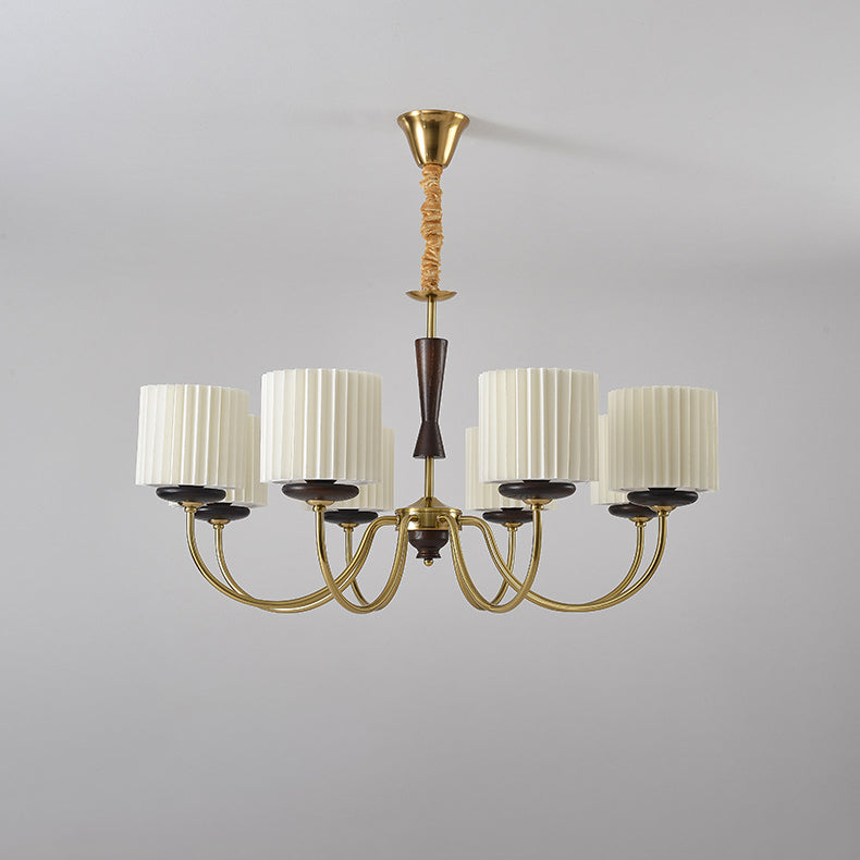 Lighom traditional branch cylinder wood chandeliers in iron fabric wood