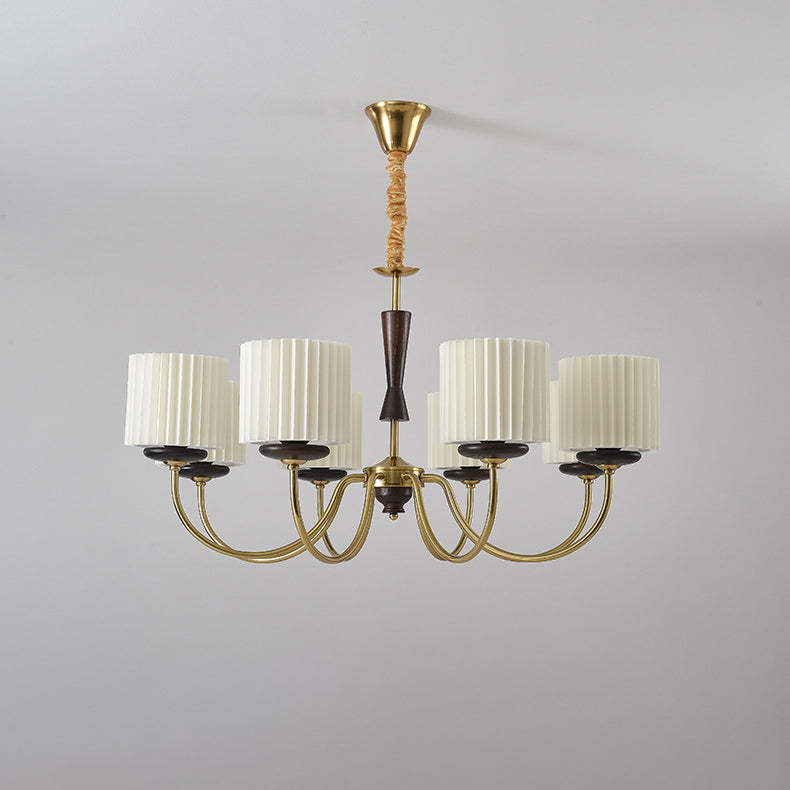 Lighom traditional branch cylinder wood chandeliers in iron fabric wood